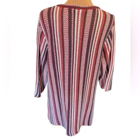 Soft Surroundings MONTEGO BAY knit 3/4 sleeve sweater size 1X Striped - Picture 2 of 11
